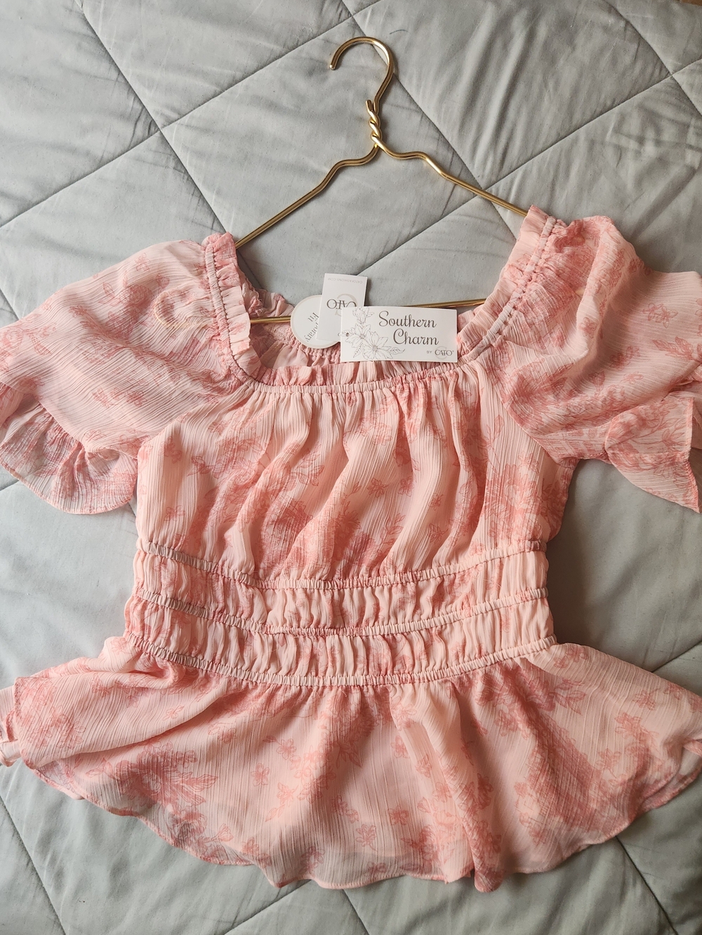 Cato Pink Floral Peplum Blouse